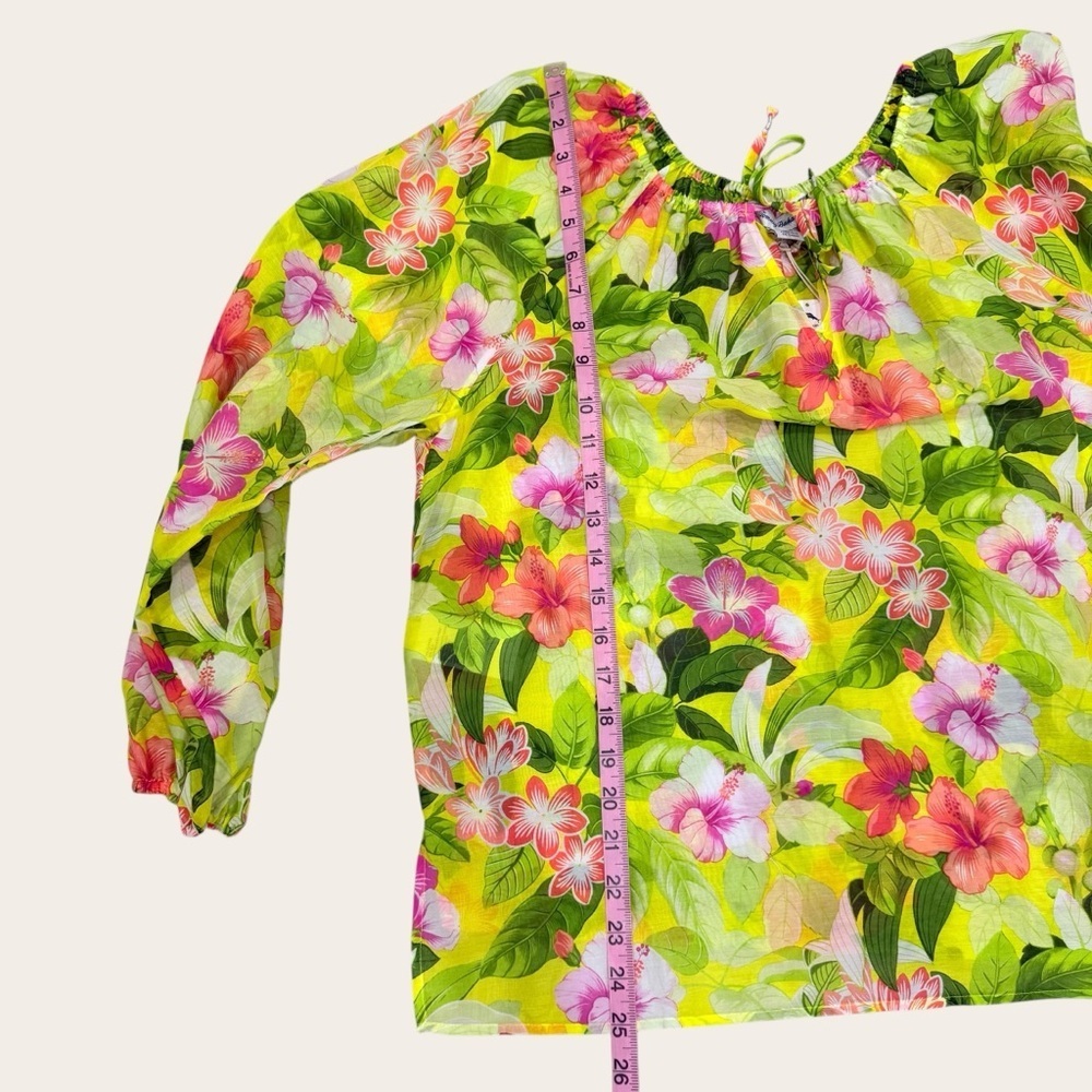 Tommy Bahama Small Happy Hour Flower Peasant Silk Blazing Yellow Top Blouse NWT - Picture 12 of 15